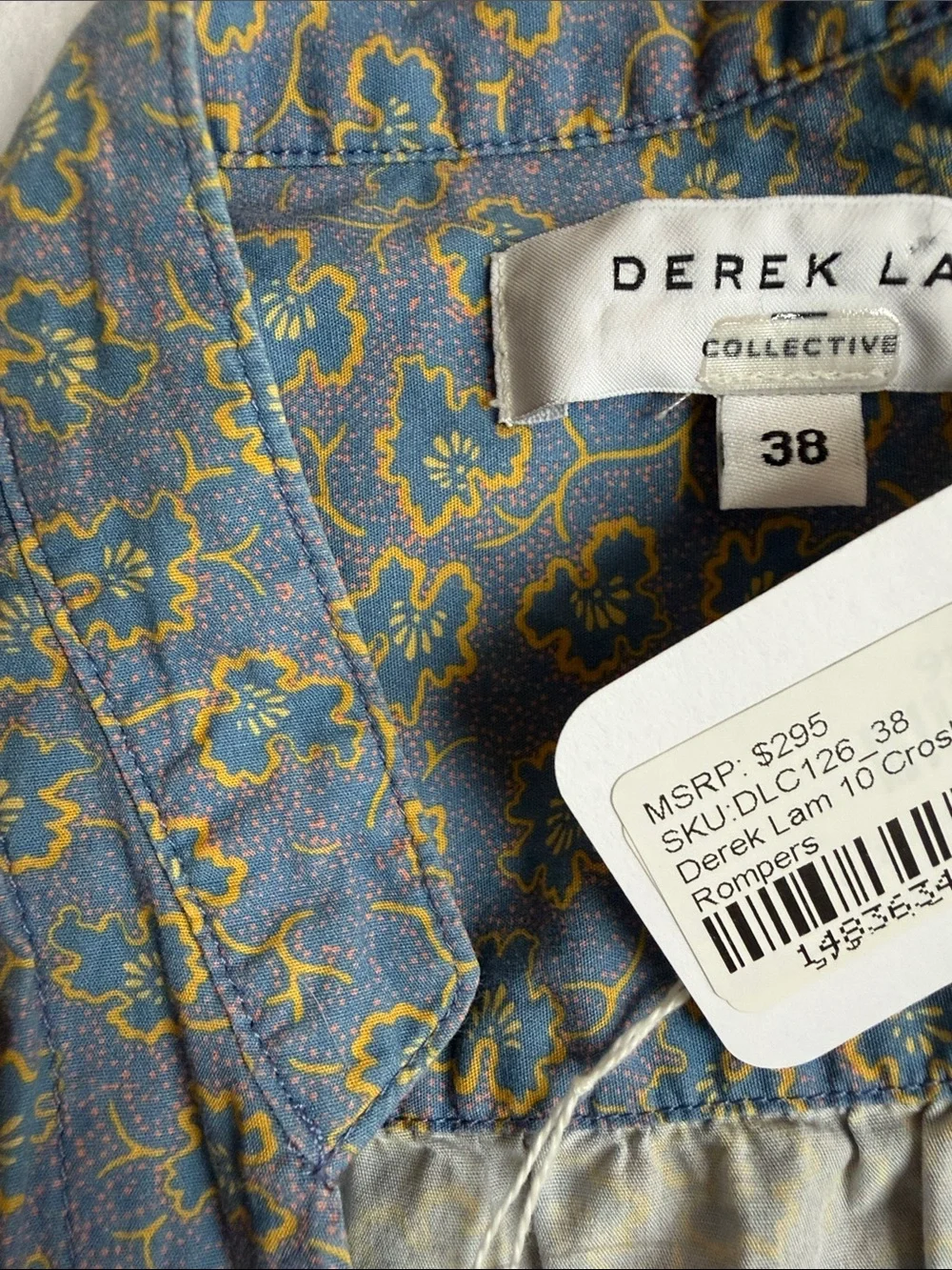 Derek Lam 10 Crosby x RTR in Blue & Yellow Floral Romper ~ EUC Size 38 - Picture 5 of 6